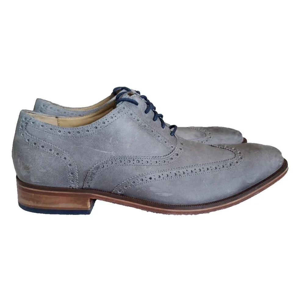 COLE HAAN Colton Gray Nubuck Wingtip Oxford C12422 Men's Size 13M $198